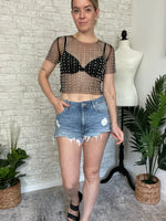 Pearl Disco Black Tulle Top