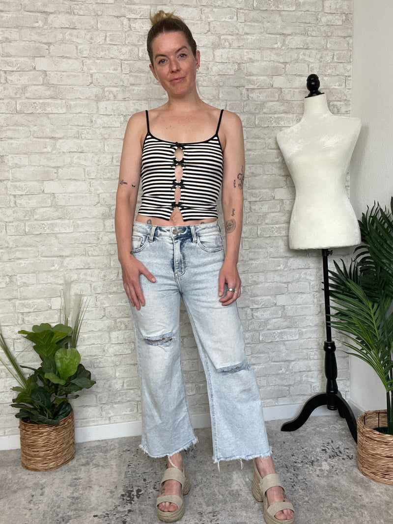 Josie B+W Stripe Bow Mini Tank