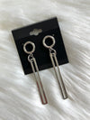 Thin Bar Drop Earrings Silver