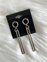Thin Bar Drop Earrings Silver