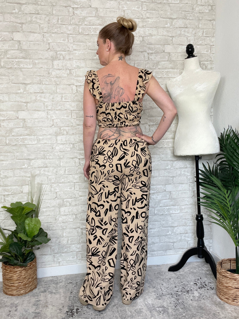 Thora Abstract Khaki Print Pants