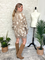 Christy Western Print Cardigan Taupe