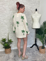Palm Print Knit Summer Sweater