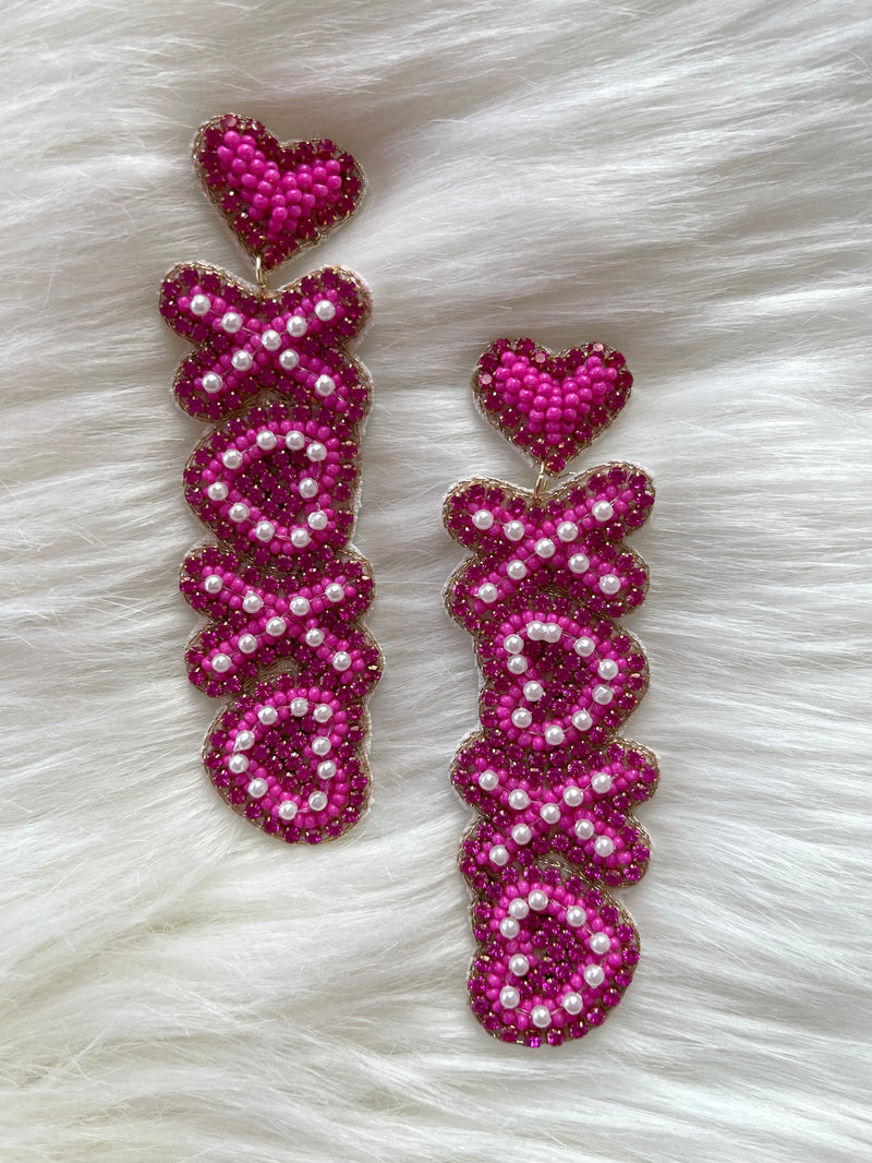 XOXO Heart Earrings Pink