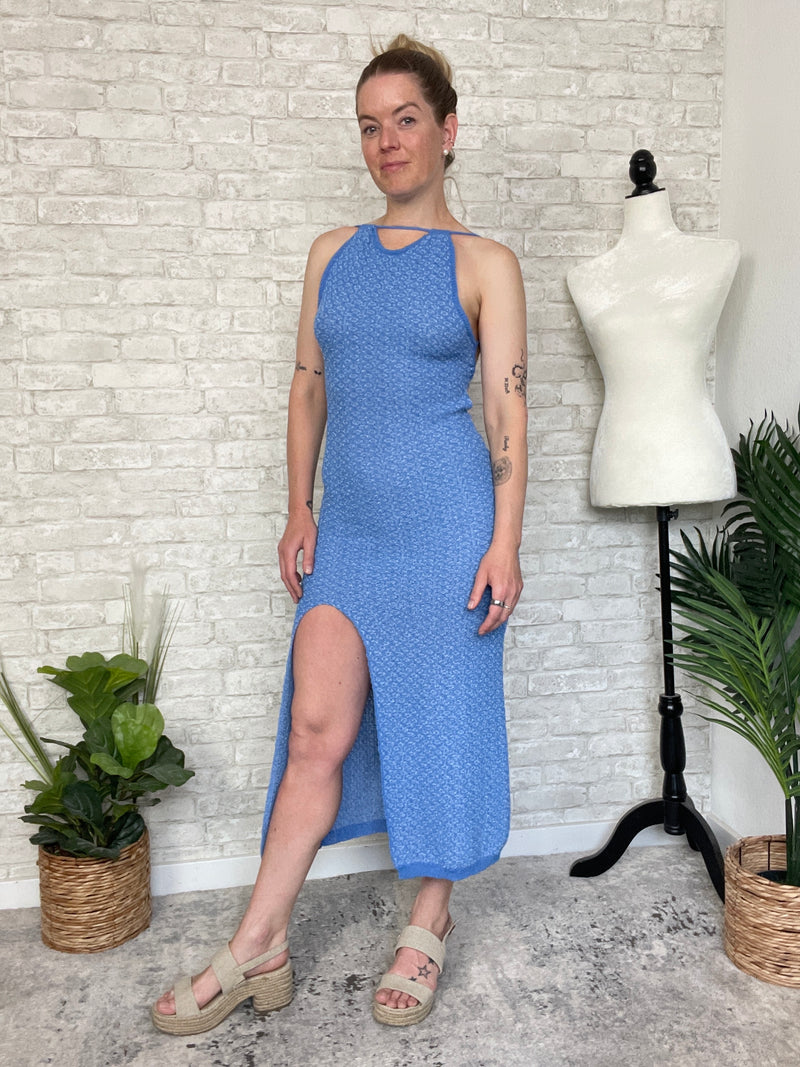 Conch Blue Seaside Knit Dress/CoverUp