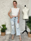 3D Floral Petal Crop Top White