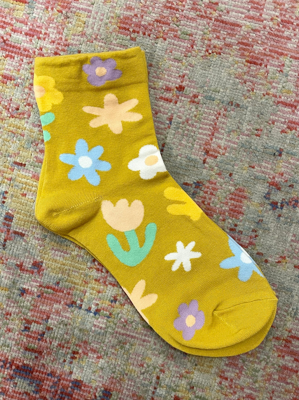 Vintage Floral Socks - Yellow