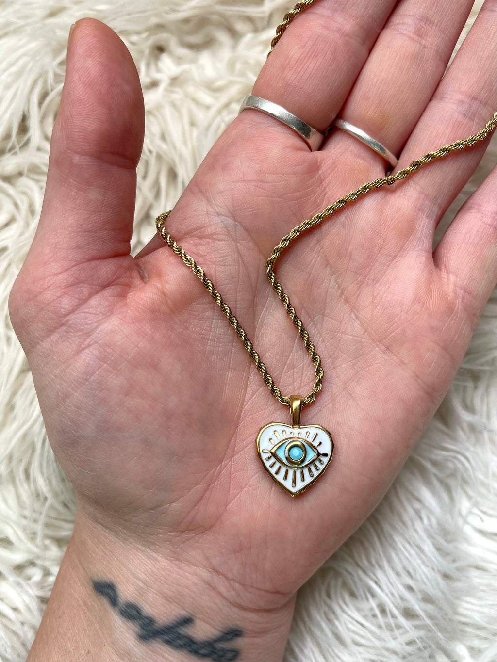 Evil Eye Enamel + Gold Pendant