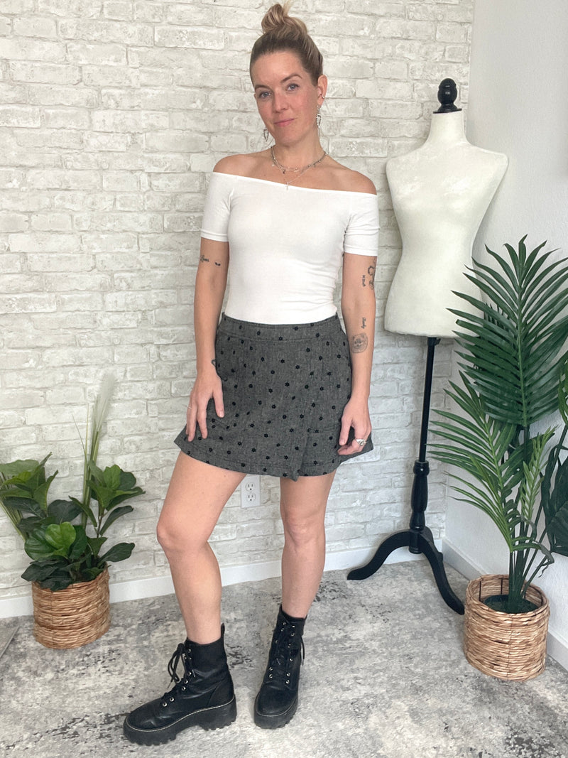 Tweed Floral Skort