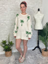 Palm Print Knit Summer Sweater