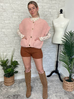 Lanny Short Sleeve Button-Up Cardigan Pink