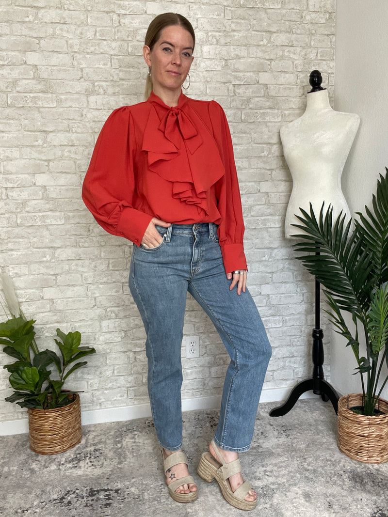 Celine Bow Blouse Rust