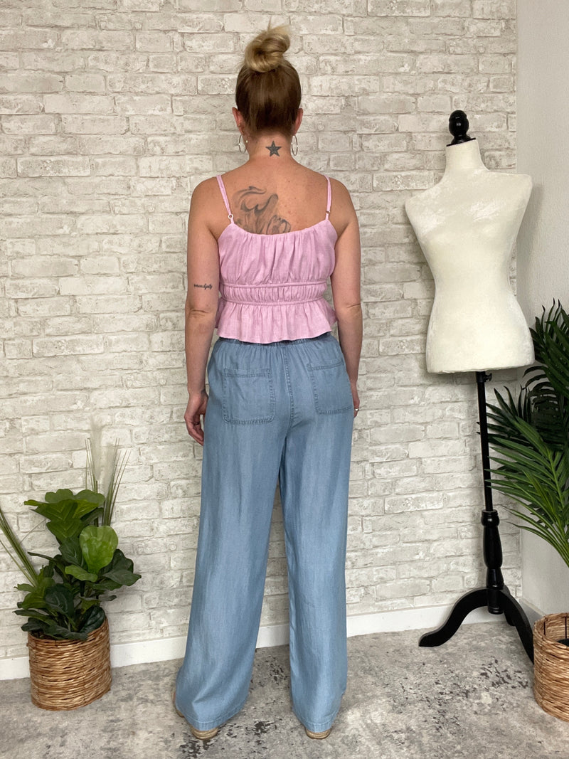 Sabrina Chambray Wide-Leg Pants