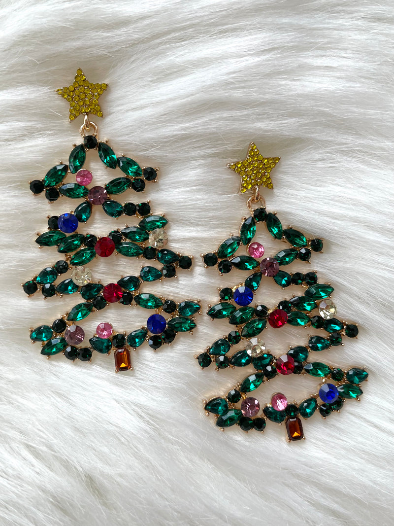 Gem Christmas Tree Earrings