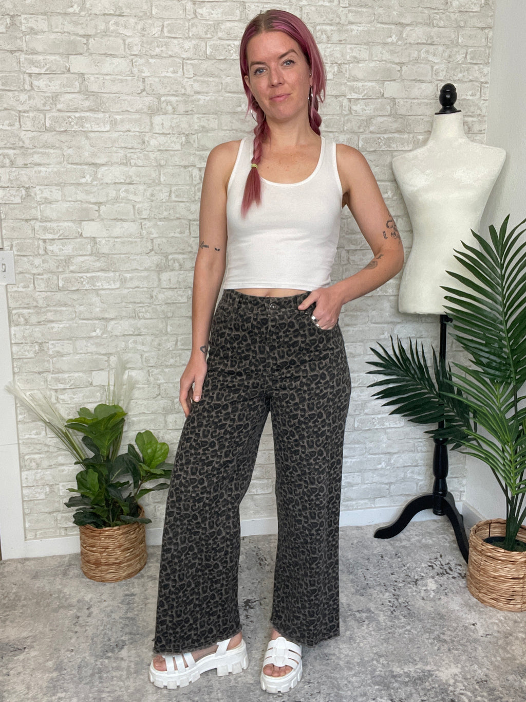 Vivienne Retro Cheetah Jeans Grey