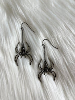 Spider Gun Metal Earrings