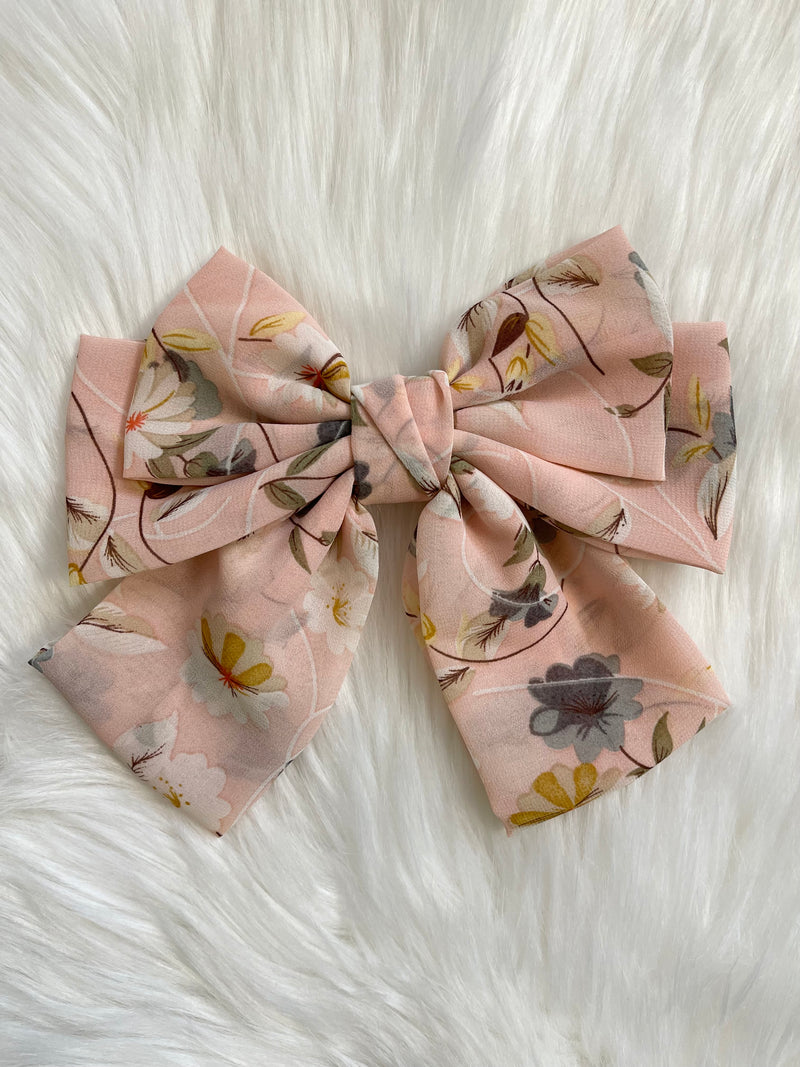 Peony Hair Bow Clip Pink
