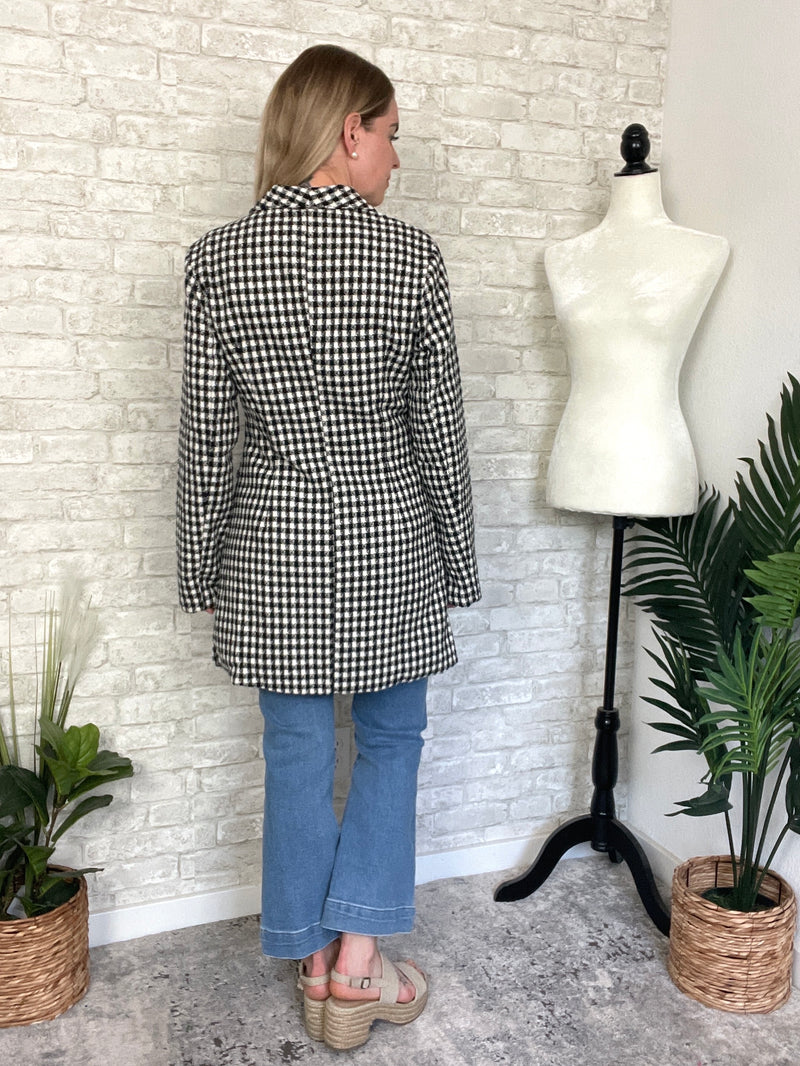 Khloe Jacket Black + White Houndstooth