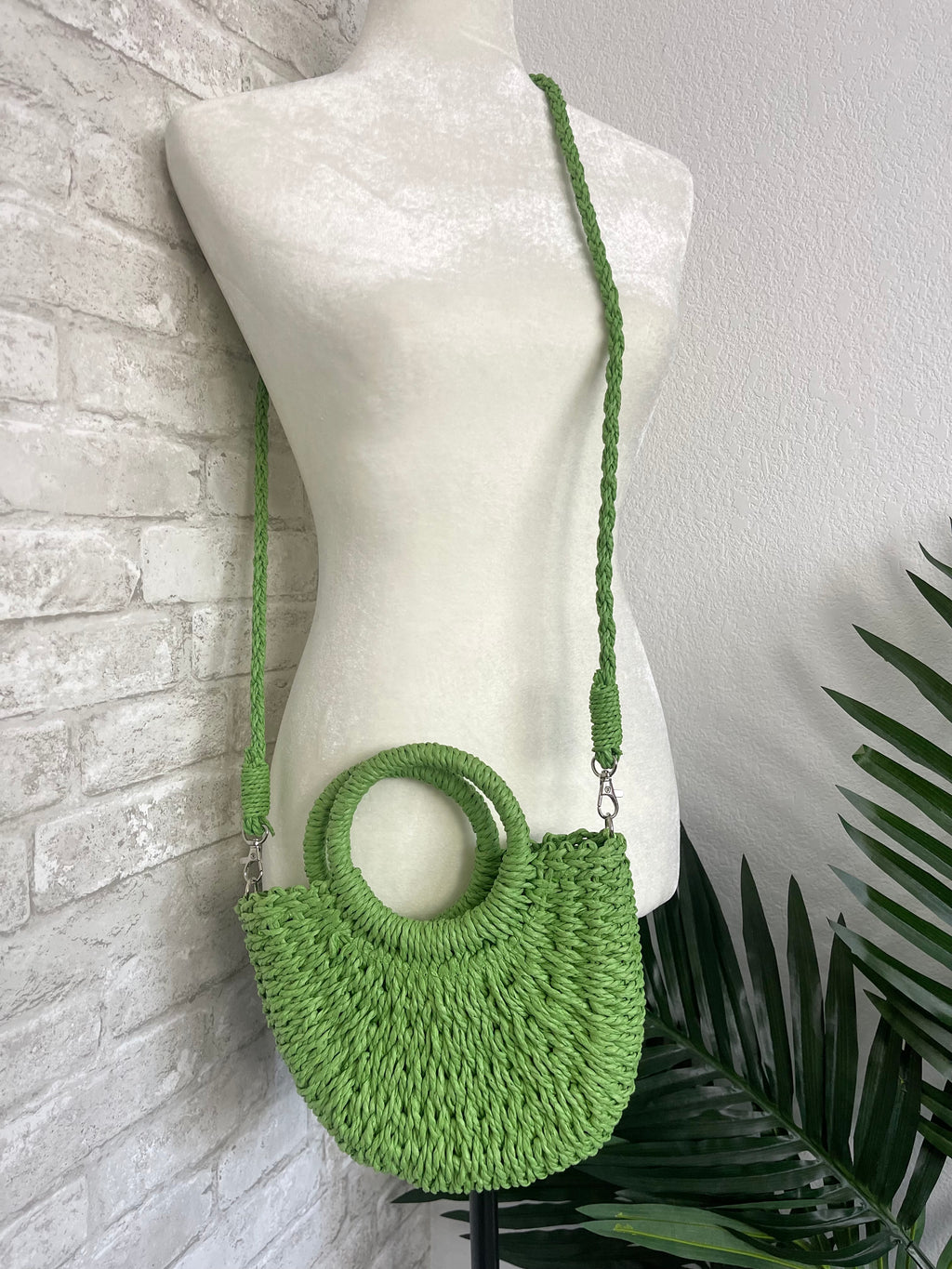 Mini Bright Straw Bag - Green