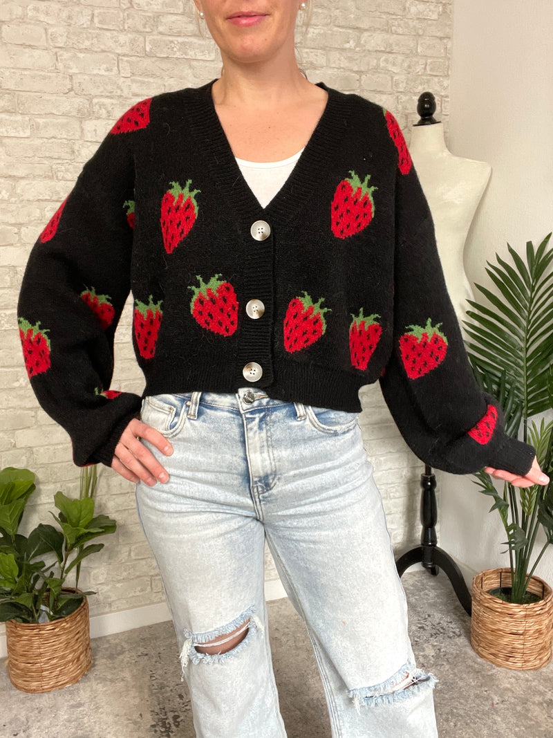 Summer Berry Cardigan Black