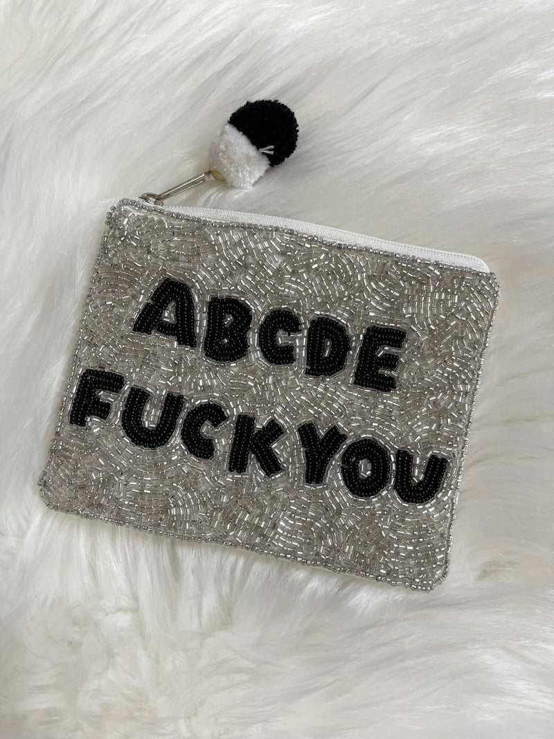ABCDE Fuck You Seed Bead Coin Bag