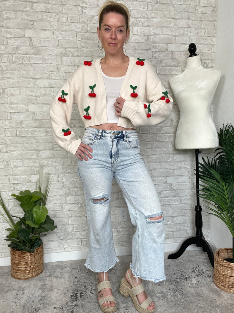 Cream Bauble Cherry Cardigan