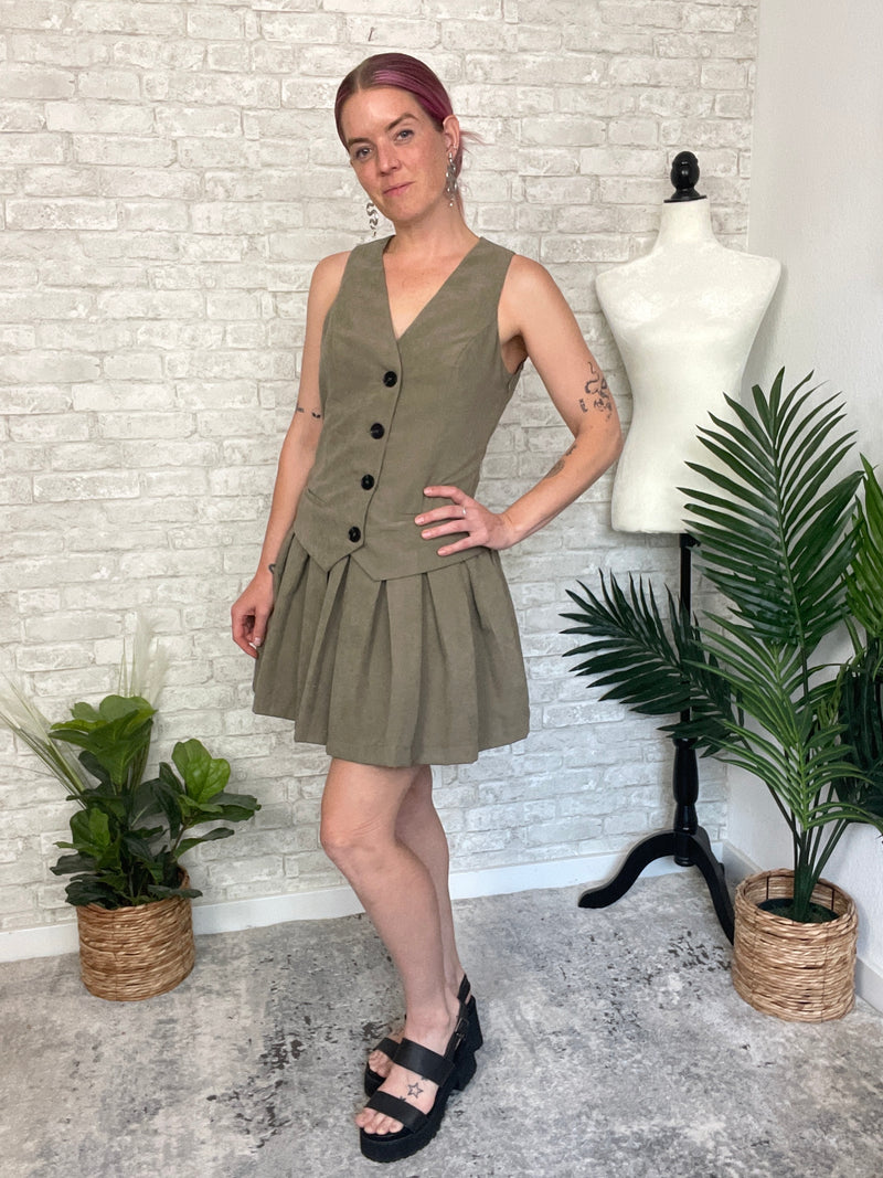 Cher Olive Uniform Dress