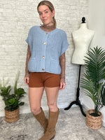 Lanny Short Sleeve Button-Up Cardigan Blue