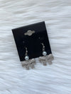 Pearl + Rhinestone Bow Earring Silver