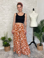 Abstract Swirls Wide Leg Pant - Ginger + Beige