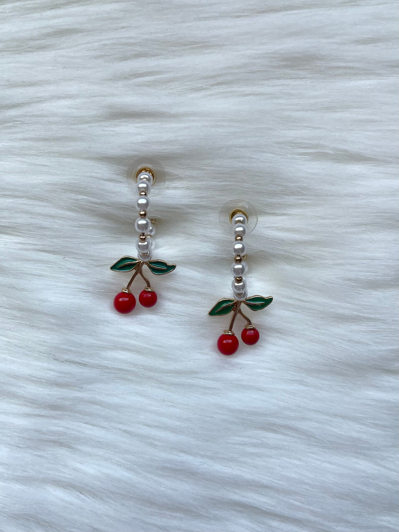 Cherry Pearl Hoop Earring