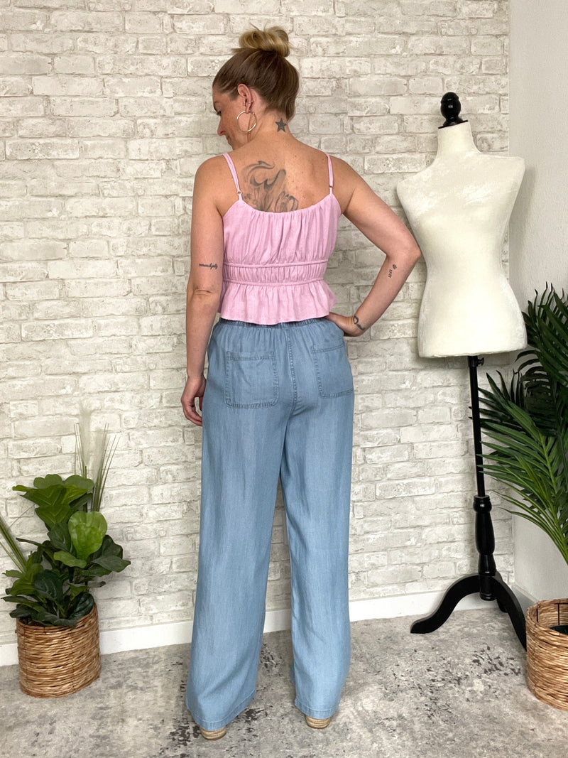Sabrina Chambray Wide-Leg Pants