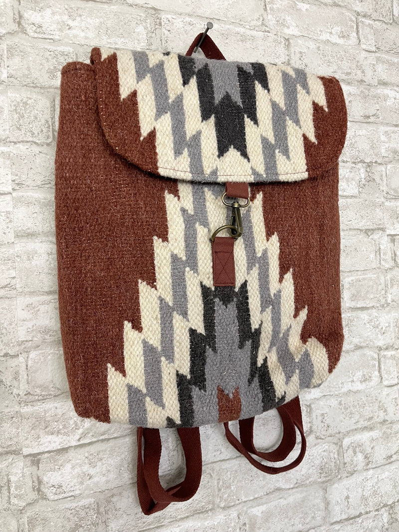 Rust, Cream + Gray Aztec Backpack