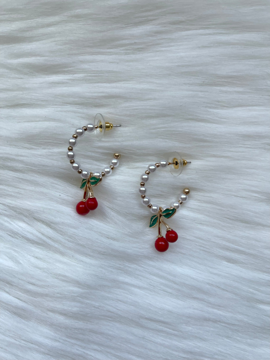 Cherry Pearl Hoop Earring
