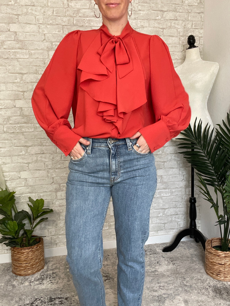 Celine Bow Blouse Rust