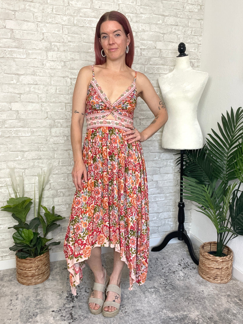 Heidi Twist Peach Floral Dress