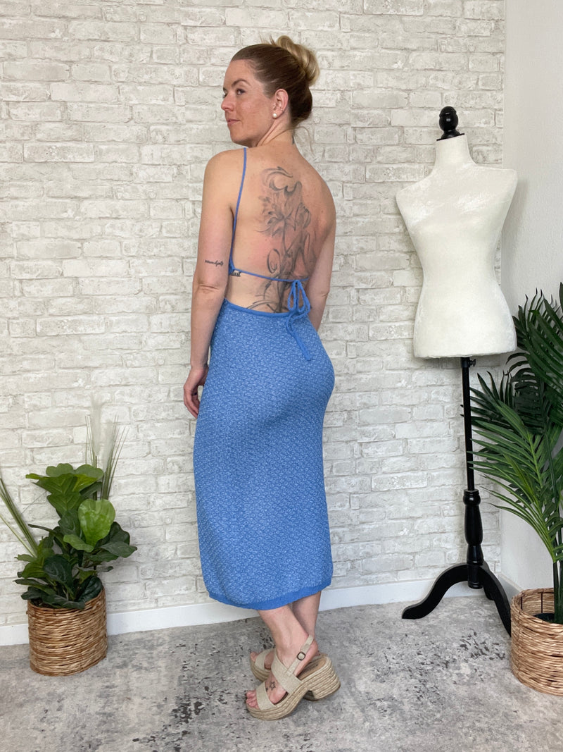 Conch Blue Seaside Knit Dress/CoverUp