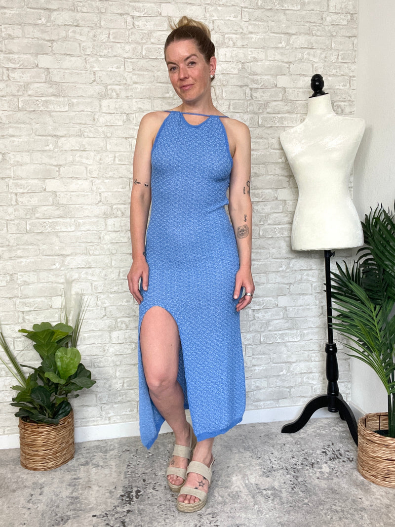 Conch Blue Seaside Knit Dress/CoverUp