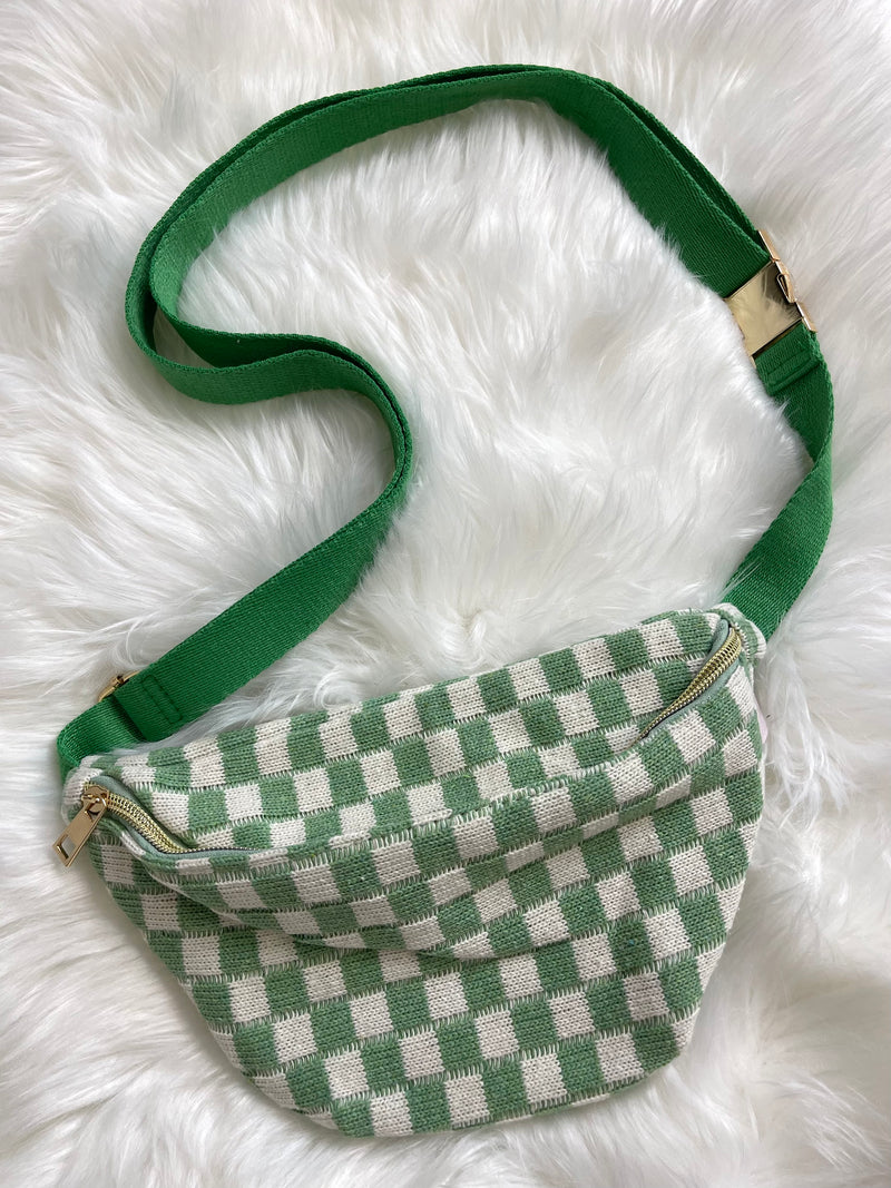 Checker Sling Bag - Pistachio Green
