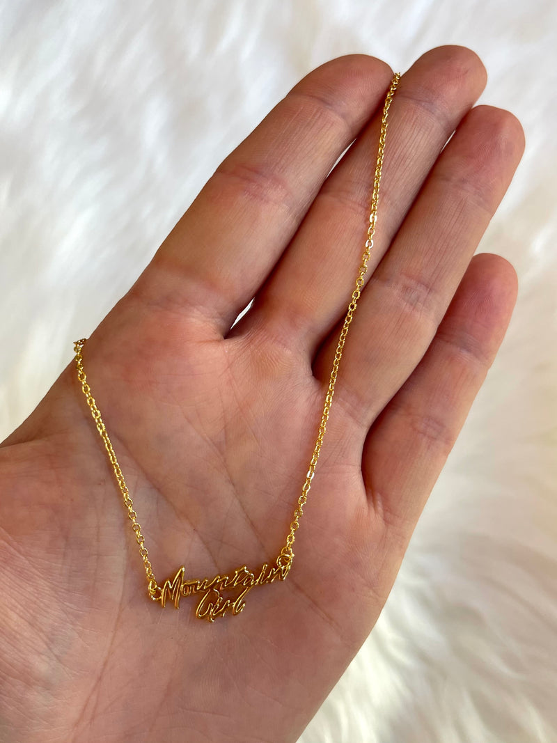 Mountain Girl Pendant Necklace Gold
