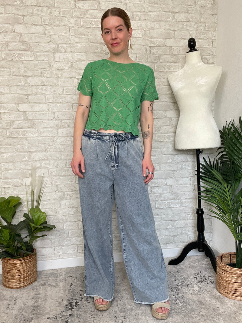 Druna Wide Leg Jeans W/ Tie