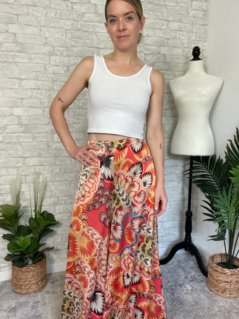 Kali Red Blossom Wide Leg Pants