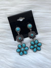 Turquoise Drop Down Flower Earrings