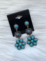 Turquoise Drop Down Flower Earrings