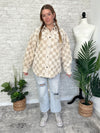Fuzzy Checker Pattern Teddy Jacket Cream