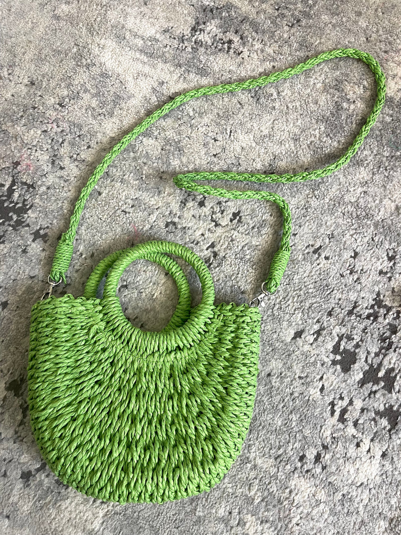 Mini Bright Straw Bag - Green