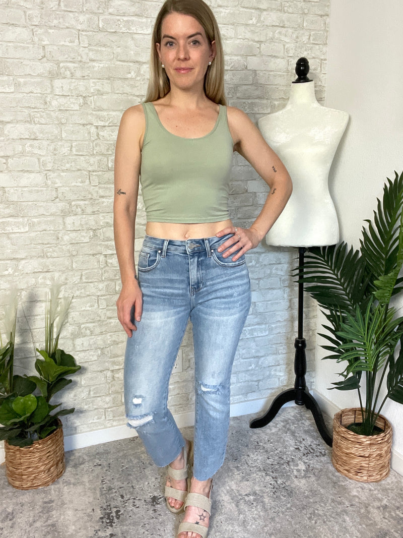Sloane Distressed Micro-Flare Jeans
