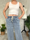 Yuma Wide Leg Jeans + Cream Tie
