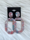 Pink/Blue Pearl Rectangle Octagon Drop Earring