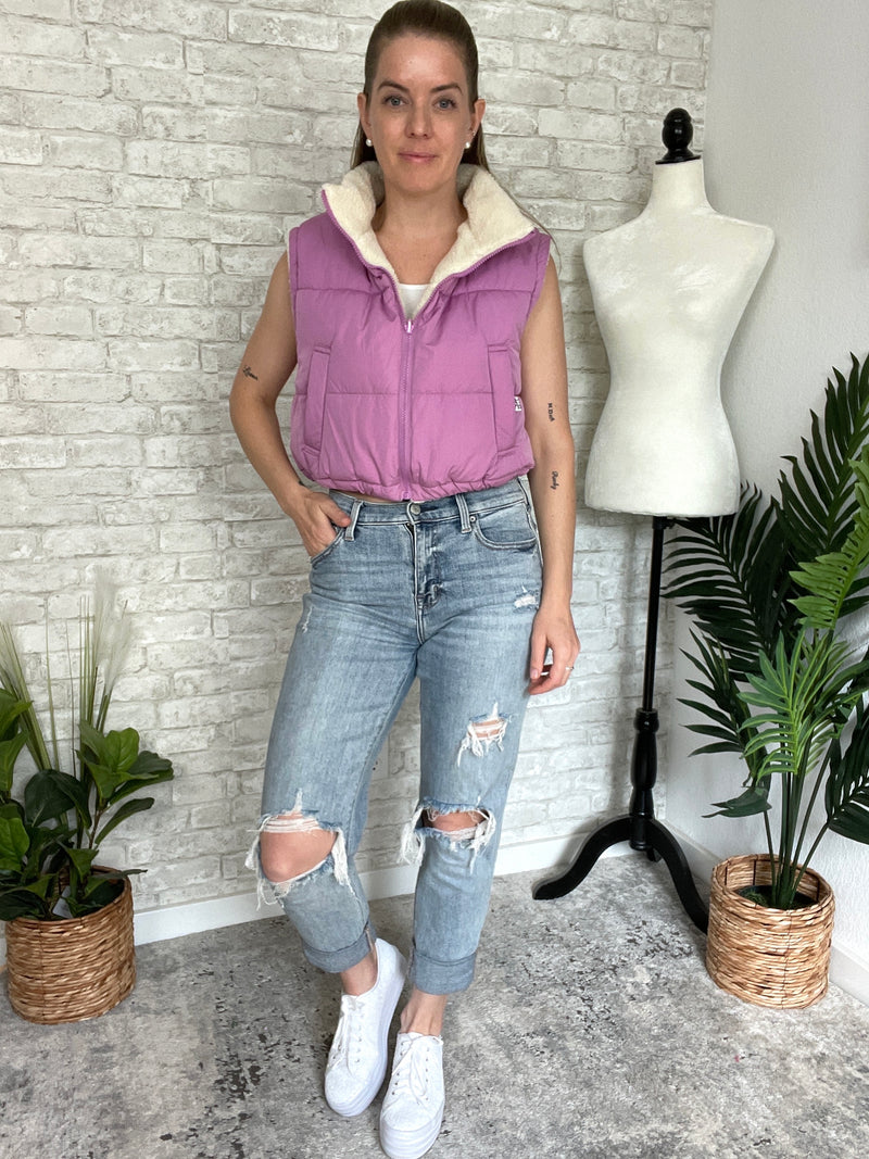 Paige Reversible Cropped Vest Lilac